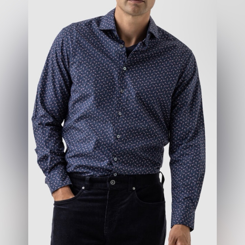 RODD & GUNN Clydebank Long Sleeve Sports Fit Cotton Shirt Blue NWT